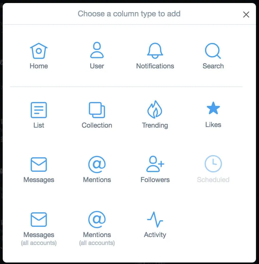 TweetDeck カラムの種類
